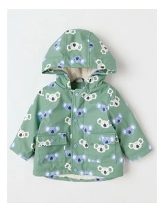 Sherpa Lined Raincoat Jacket in Green