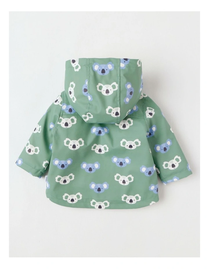 Sherpa Lined Raincoat Jacket in Green image 3