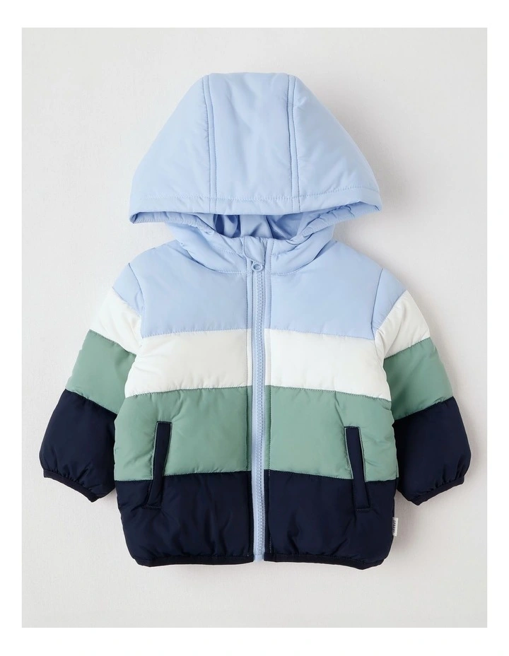 Spliced Puffer Jacket in Assorted image 1