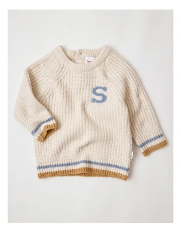 Raglan Crew Novelty Sweat in Beige