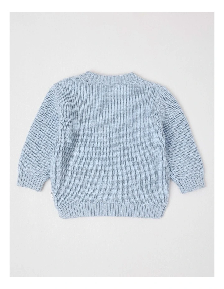 Essential Crew Neck Knit Jumper in Light Blue Marle image 3