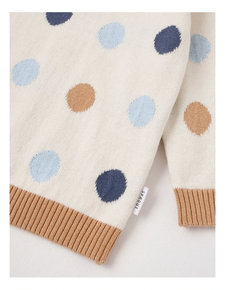 Essential Spot Intarsia Jumper in Egg Nog image 2