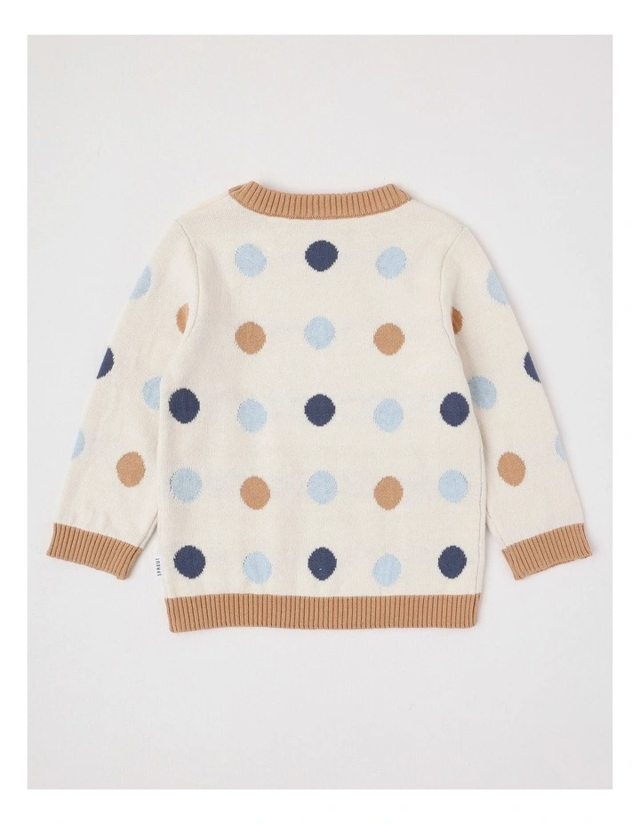 Essential Spot Intarsia Jumper in Egg Nog image 3