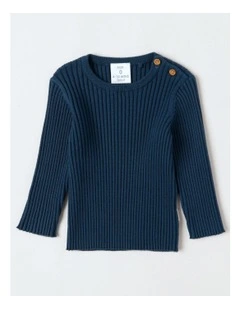 Essential Rib Jumper in Dark Denim