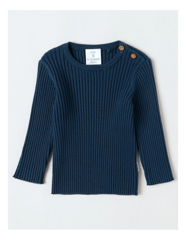 Essential Rib Jumper in Dark Denim image 1