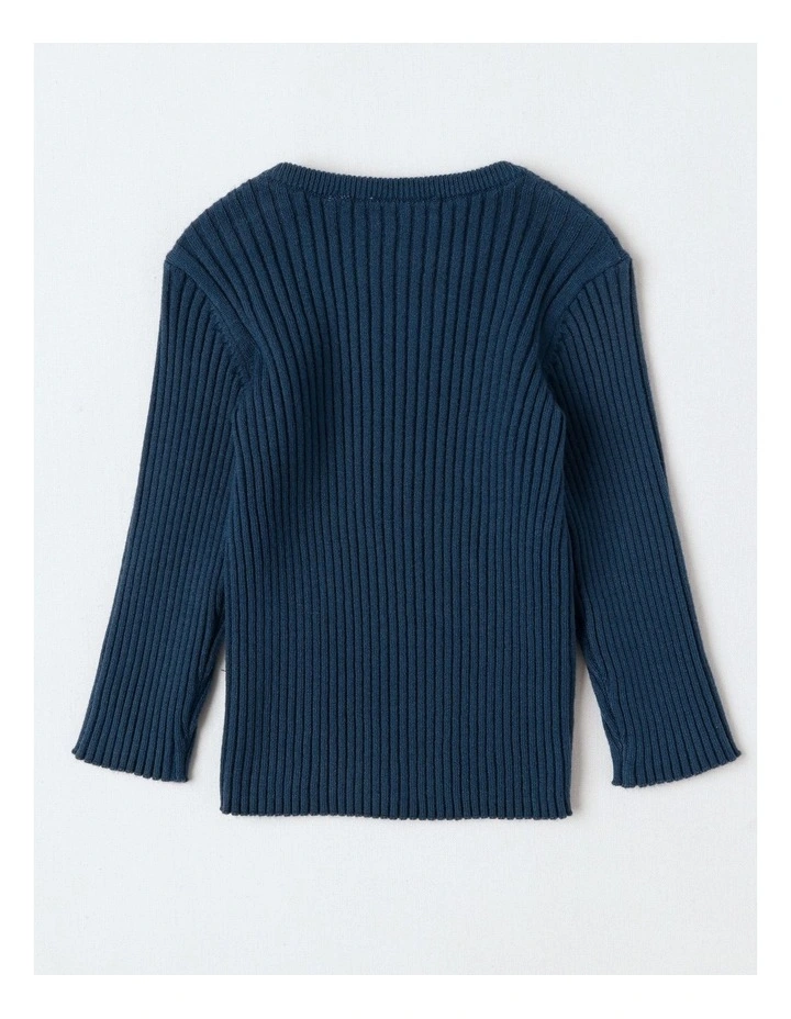 Essential Rib Jumper in Dark Denim image 3