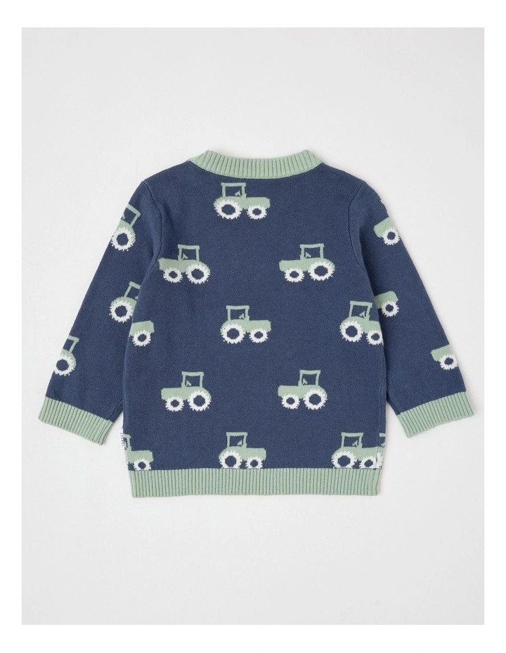 Essential Train Intarsia Jumper in Dark Denim image 3