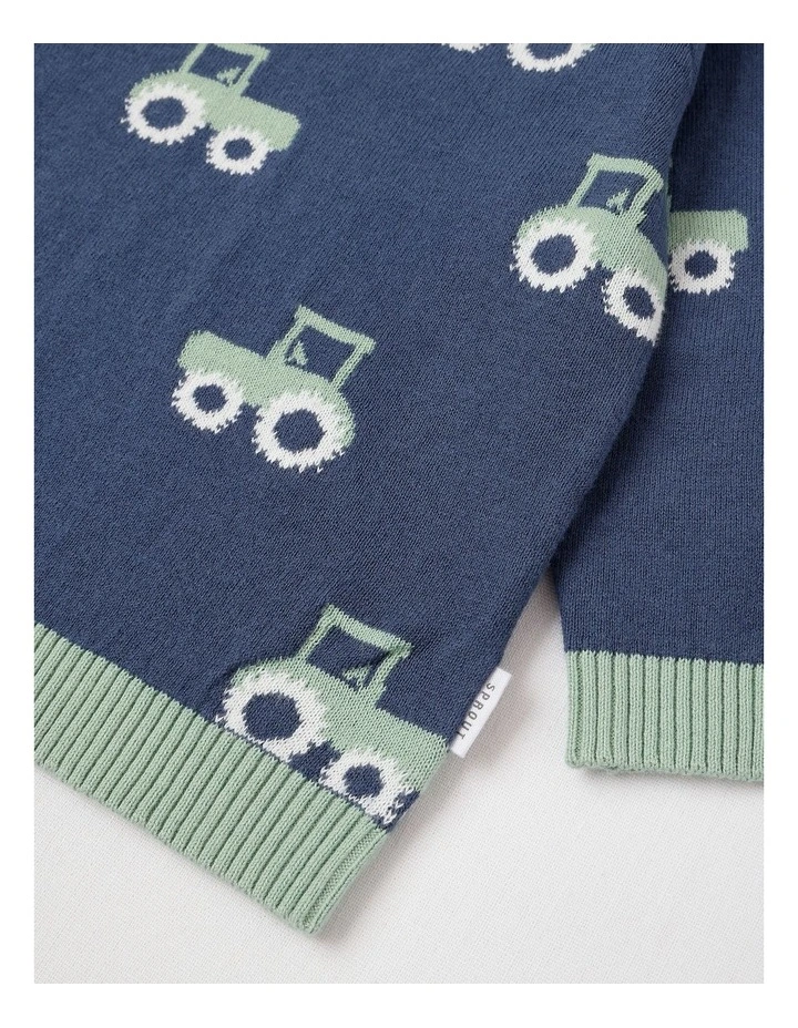 Essential Train Intarsia Jumper in Dark Denim image 4