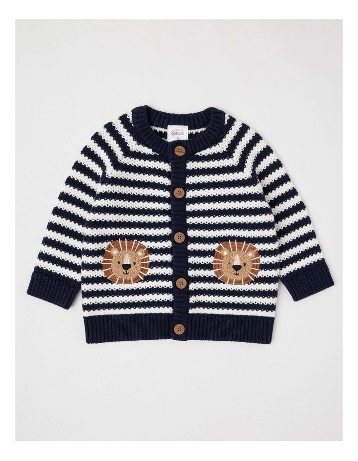 Lion Pocket Cardigan in Midnight image 1