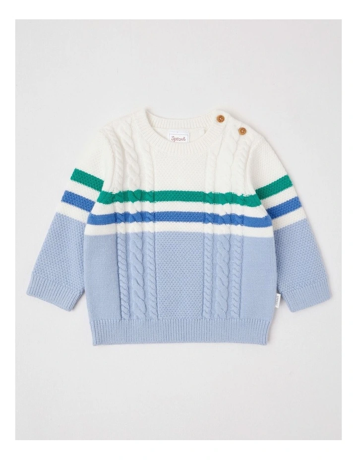 Stripe Cable Jumper in Bluestone image 1