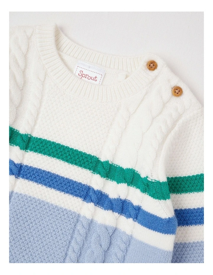 Stripe Cable Jumper in Bluestone image 2