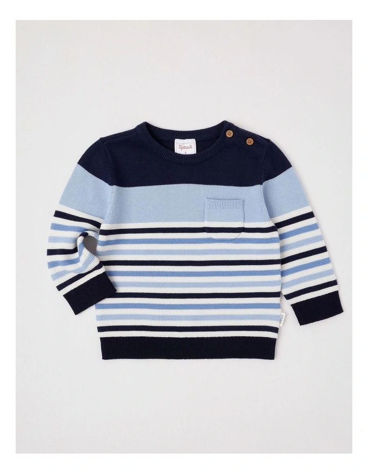 Colour Block Pocket Jumper in Bluestone image 1