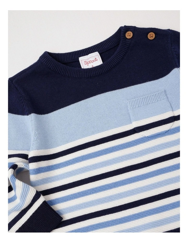 Colour Block Pocket Jumper in Bluestone image 4