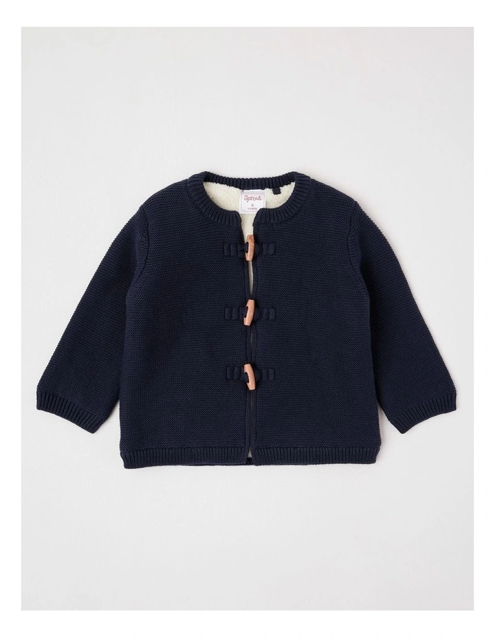 Sherpa Lined Toggle Cardigan in Navy image 1