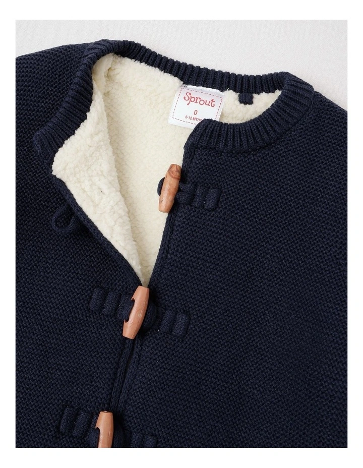 Sherpa Lined Toggle Cardigan in Navy image 2