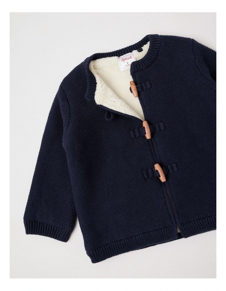 Sherpa Lined Toggle Cardigan in Navy image 4