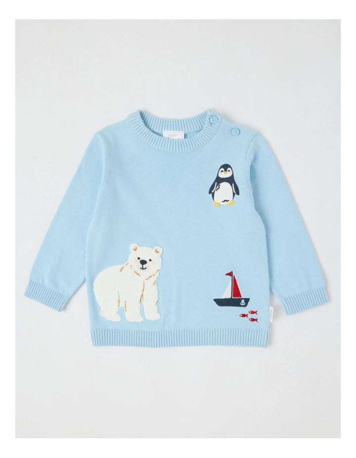 Novelty Crew Jumper in Bluestone image 1