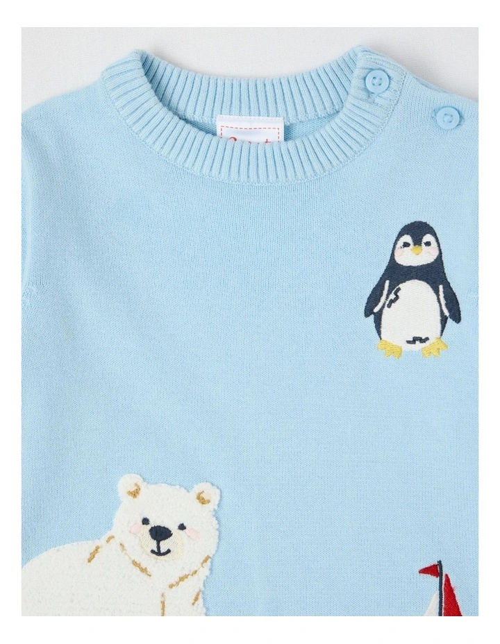 Novelty Crew Jumper in Bluestone image 2