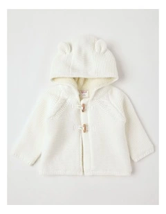 Sherpa Lined Duffle Cardigan Cloud Dancer in Cream