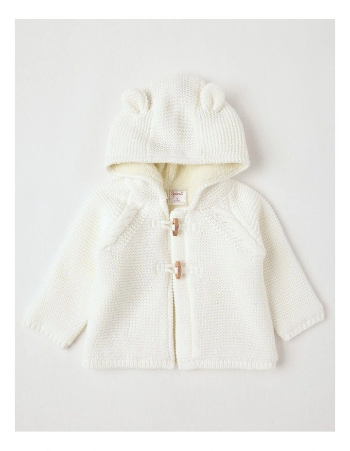 Sherpa Lined Duffle Cardigan Cloud Dancer in Cream image 1