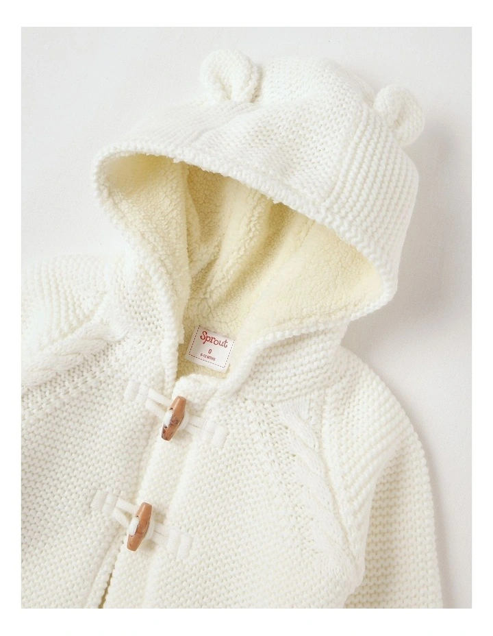 Sherpa Lined Duffle Cardigan Cloud Dancer in Cream image 2