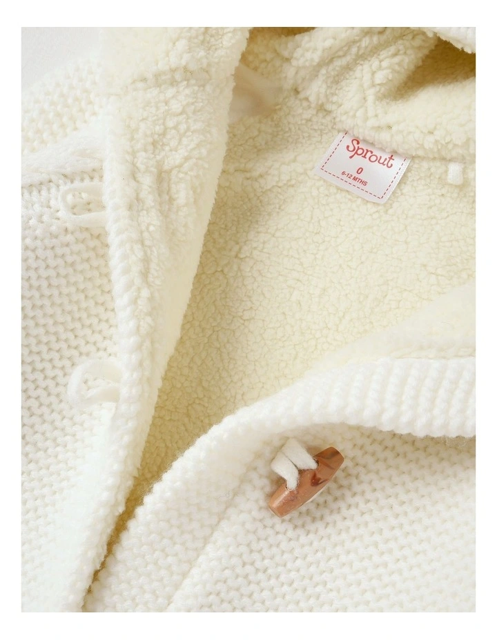 Sherpa Lined Duffle Cardigan Cloud Dancer in Cream image 4