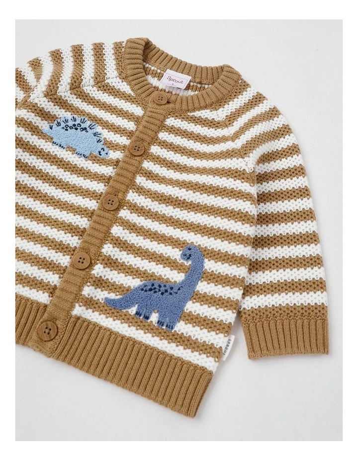 Dino Applique Cardigan in Tan image 2