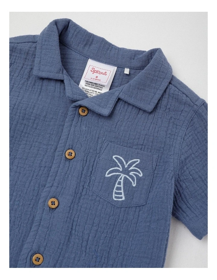 Chainstitch Shirt in Mid Blues image 2