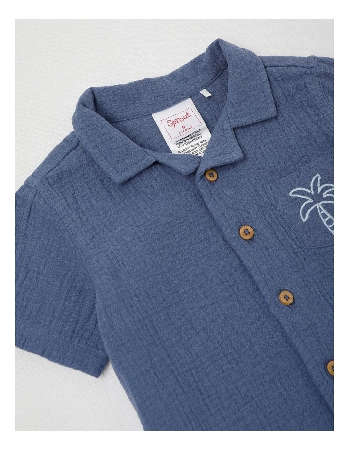Chainstitch Shirt in Mid Blues image 4