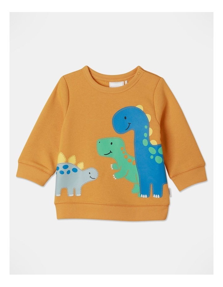 Essential Dino Friends Sweat Top in Mustard