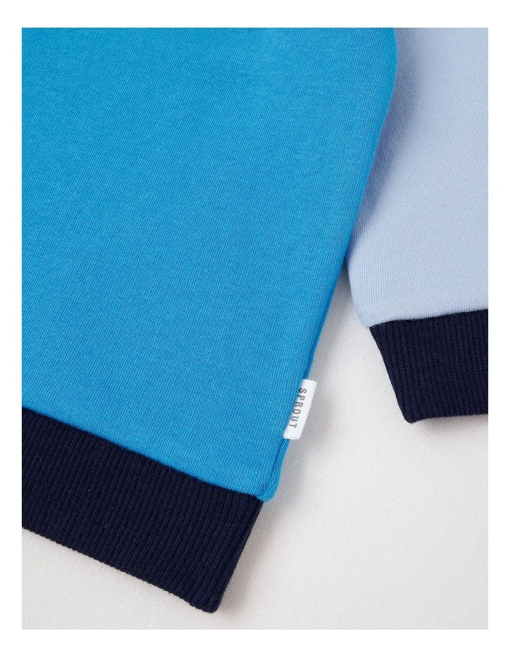 Essential Lion Colour Block Sweat Top In Blue image 4