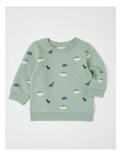Essential Mini Dino Sweat Top In Green