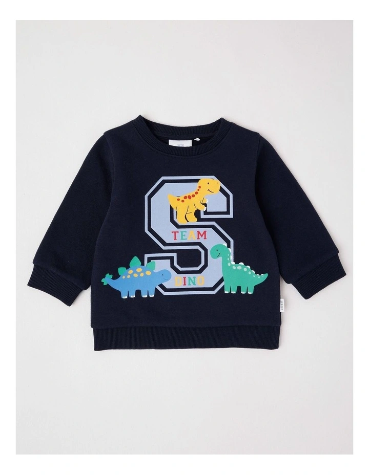 Essential Team Dino Sweat Top In Navy image 1