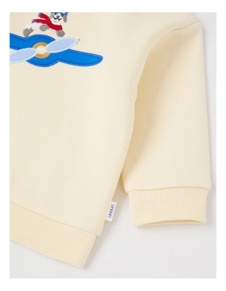 Airplane Applique Sweat Top in Bone image 4
