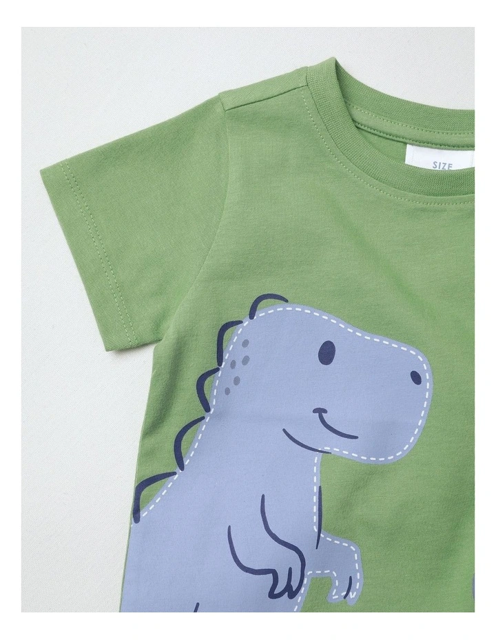 Essential Dino Print T-shirt in Sage image 2