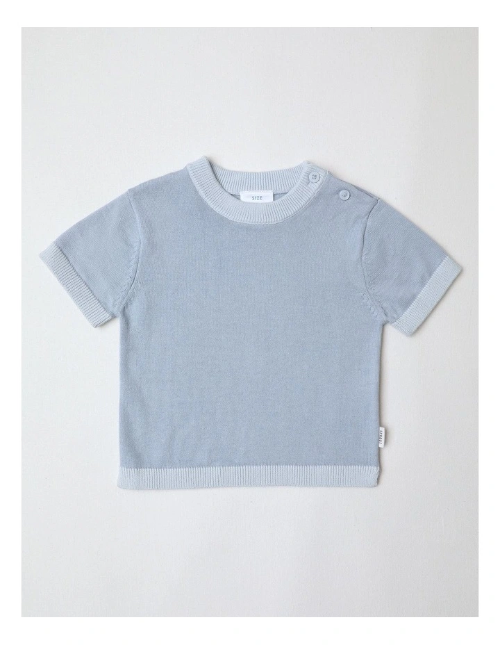 Essential Solid Knit Top in Pale Blue image 1