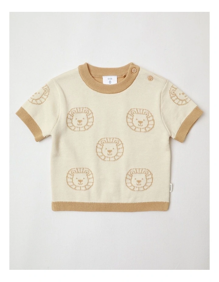 Essential Lion Knit Top in Bone image 1