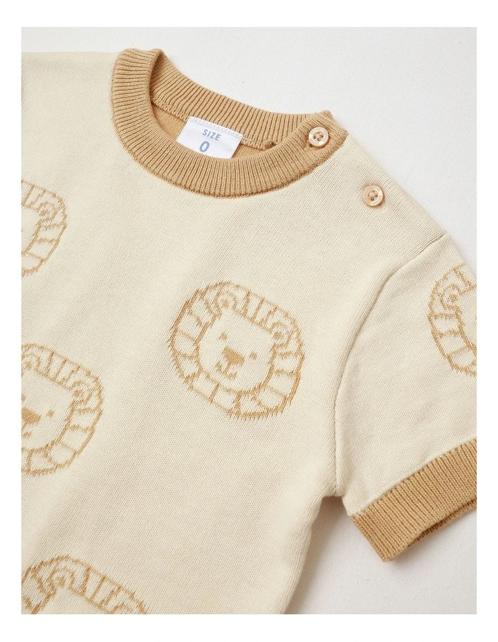 Essential Lion Knit Top in Bone image 2