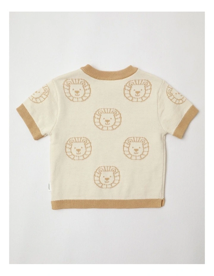 Essential Lion Knit Top in Bone image 3