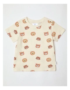 Essential Animal Faces T-Shirt in Bone