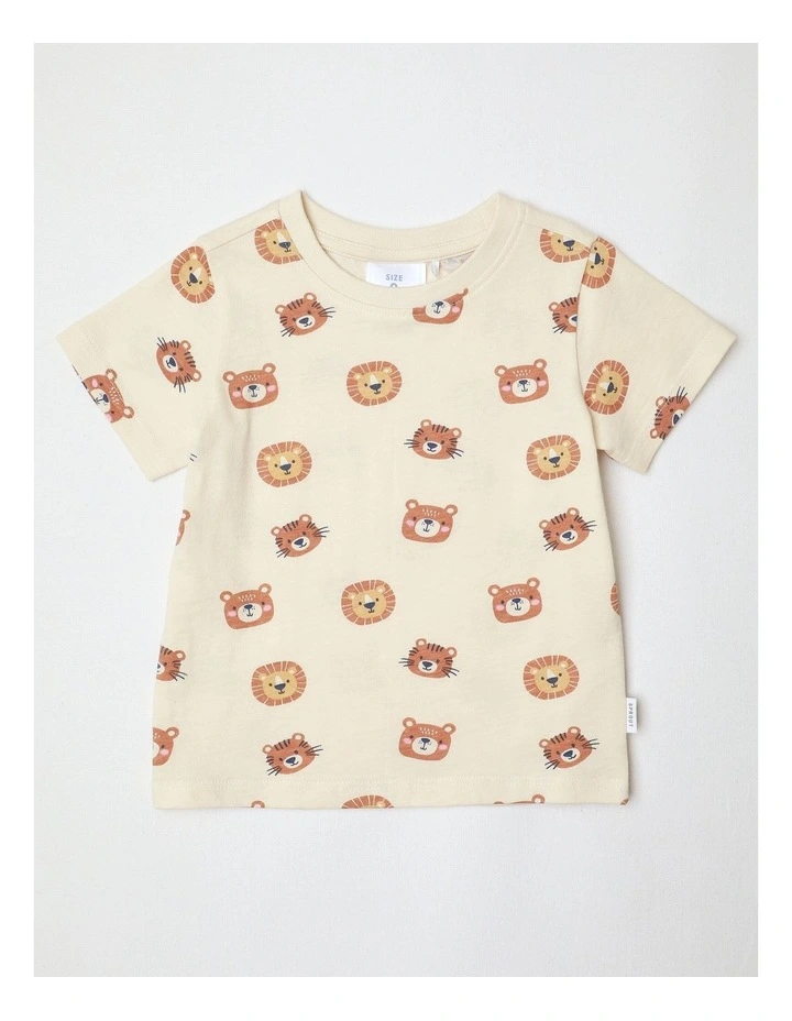 Essential Animal Faces T-Shirt in Bone image 1
