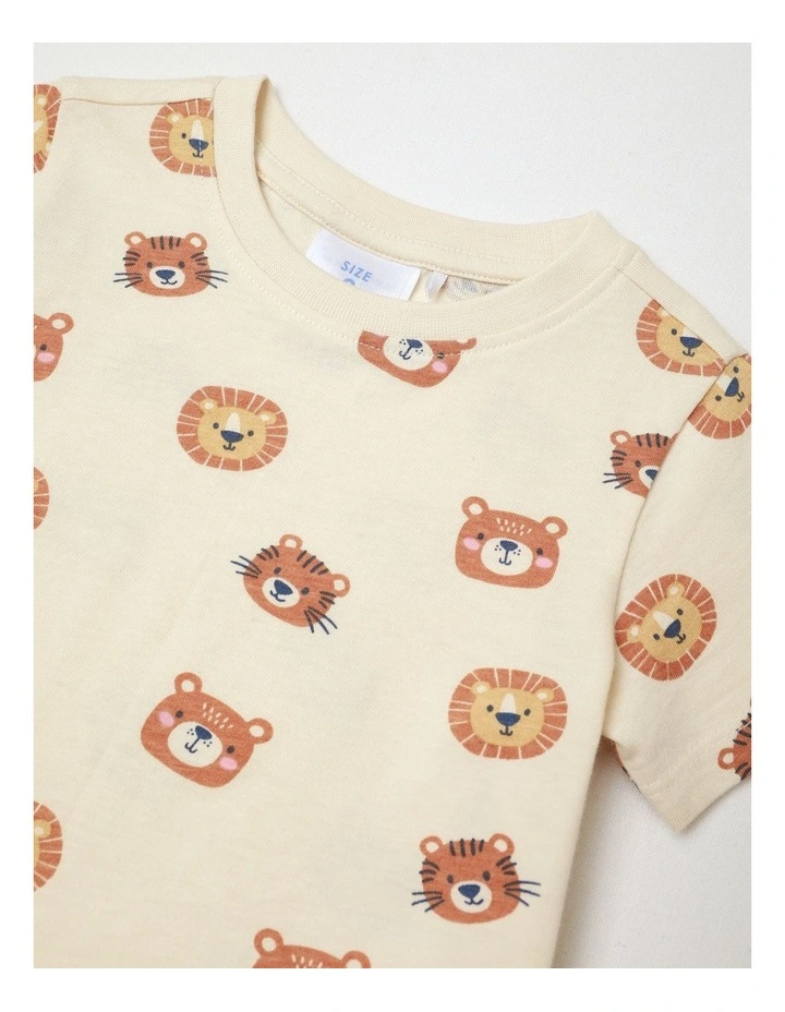 Essential Animal Faces T-Shirt in Bone image 2