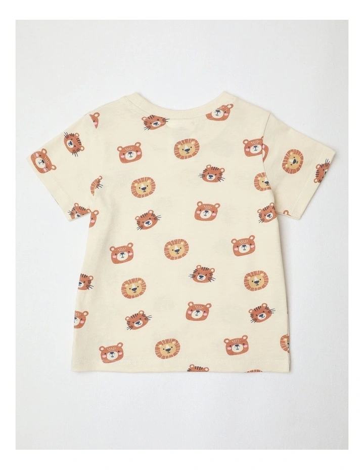 Essential Animal Faces T-Shirt in Bone image 3