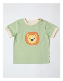Lion Face Applique T-shirt in Light Khaki