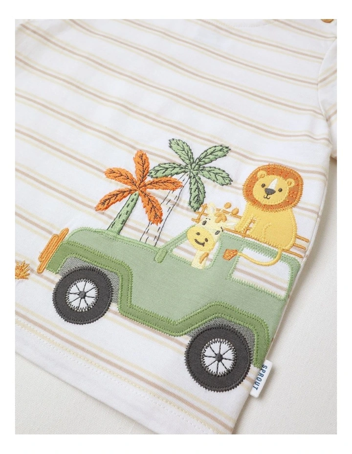 Safari Jeep Applique T-shirt in White image 4