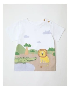 Wild Safari Croc & Lion Tee in White