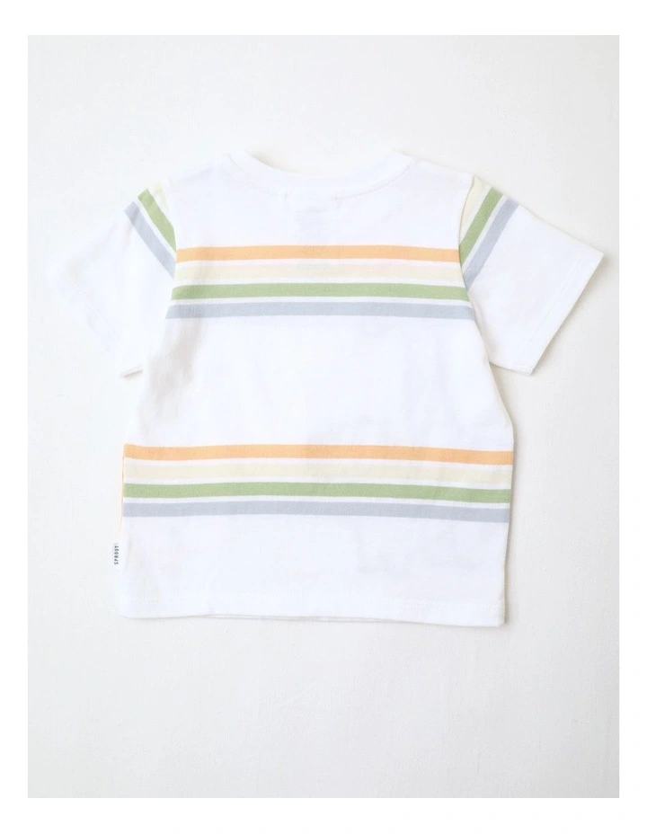 Dino Stripe T/Shirt in White image 3