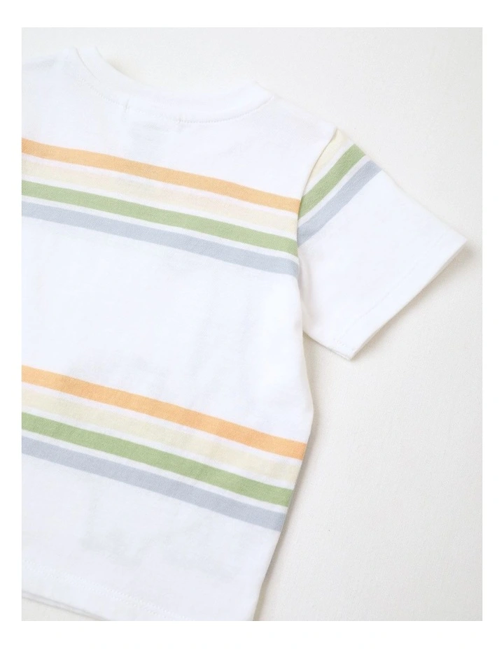 Dino Stripe T/Shirt in White image 4
