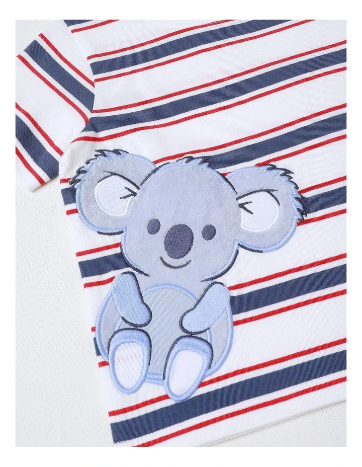Koala Stripe T/Shirt in White image 4