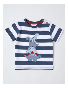 Animal Stack Stripe T/Shirt in Indigo